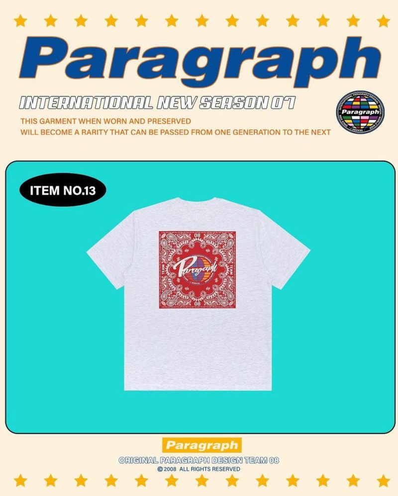 Paragraph パラグラフ 正規品 Bandana design Brand Logo T-shirt/全4色