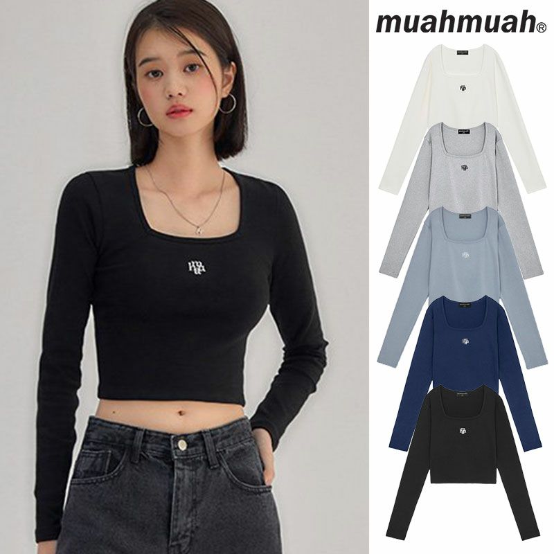 muahmuah ムーアムーア 正規品 SQUARE NECK CROP LONG SLEEVE/全