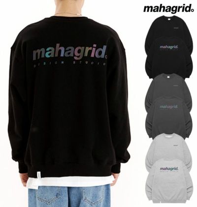 mahagrid 裏起毛 RAINBOW REFLECTIVE LOGO CREWNECK