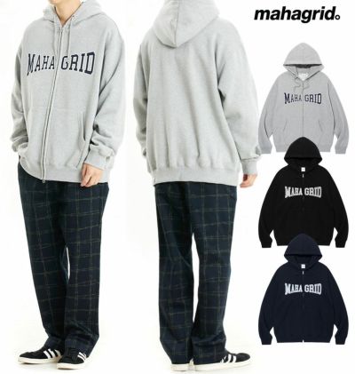 mahagrid マハグリッド 正規品 APPLIQUE ZIP UP HOODIE アップリケ