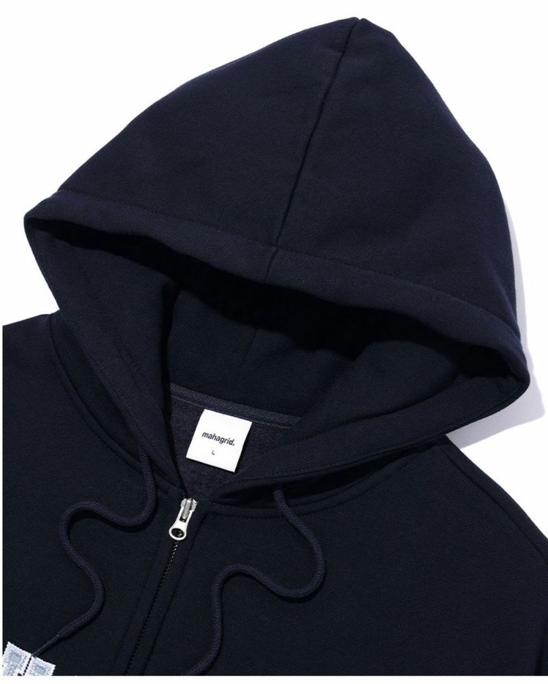 mahagrid マハグリッド 正規品 APPLIQUE ZIP UP HOODIE アップリケ