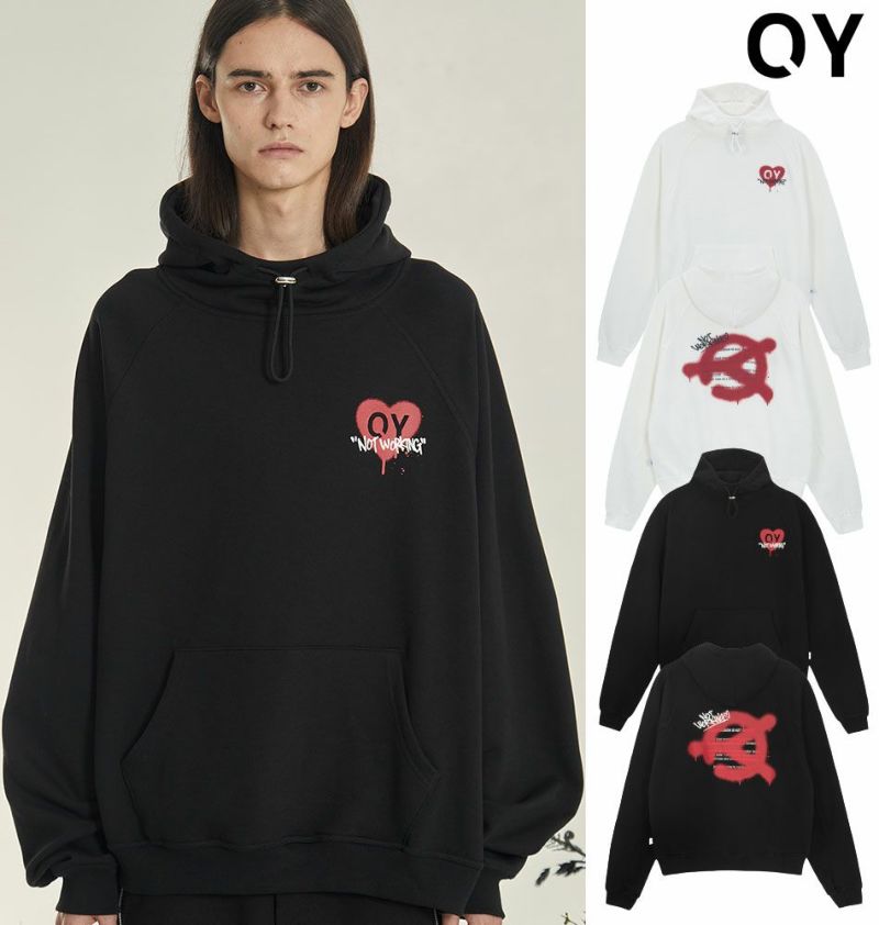 OY オーワイ 正規品 GRAFFITI LOGO HOODIE グラフィティーロゴ HD 韓国ブランド フーディー プルパーカー スウェット メンズ レディース ユニセックス 原宿 ストリート 2022 秋冬 AW 新作 長袖 ハート 白 黒 ホワイト ブラック | DAESE
