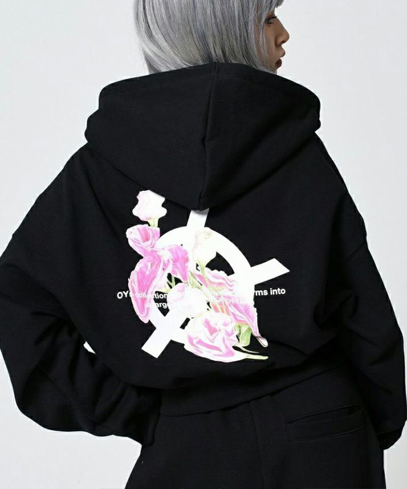 OY/オーワイ』 MELTING FLOWER CROP HOODIE ZIP UP/メルティング