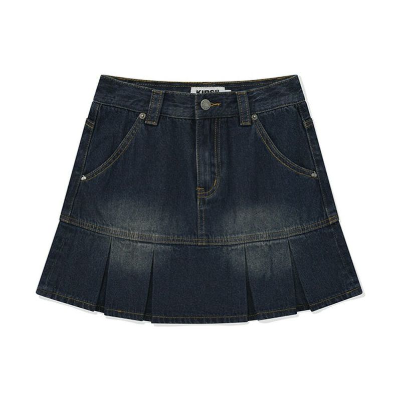 【韓国ファッション】KIRSH キルシーチェリーブーツカットデニム　レディース KIRSH キルシー CHERRY PLEATS DENIM SKIRT/チェリープリーツ
