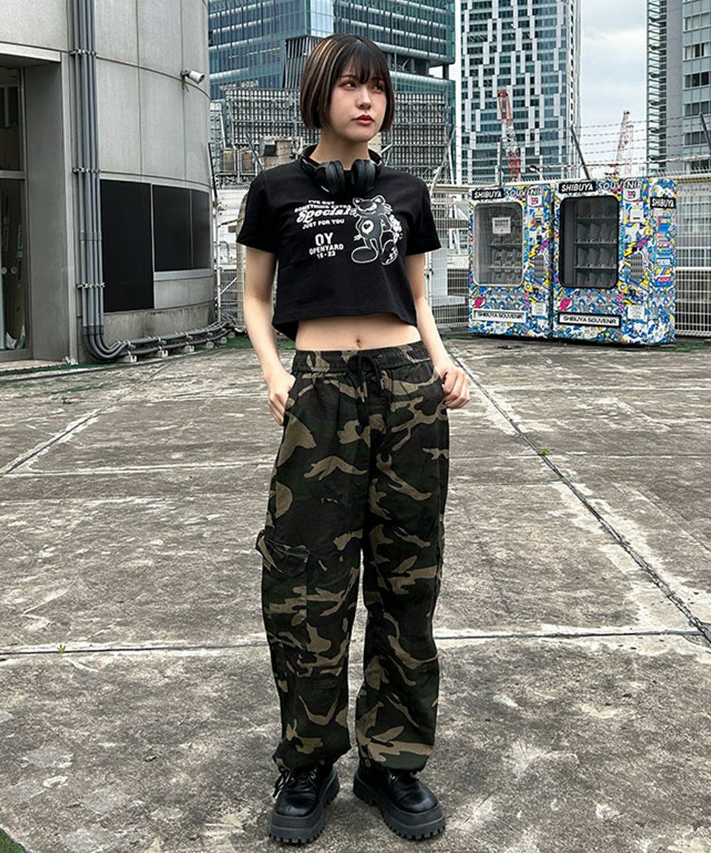 即納 OY オーワイ 正規品 ブラックキャット クロップ 半袖Tシャツ/全3 