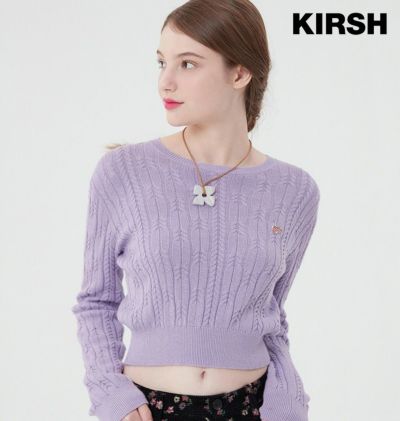 KIRSH SMALL CHERRY CABLE CROP KNIT キルシー ケーブルクロップニット