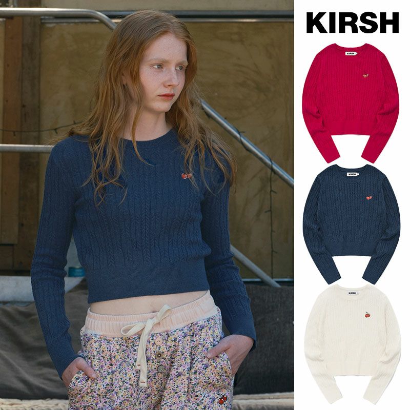 KIRSH SMALL CHERRY CABLE CROP KNIT キルシー ケーブル