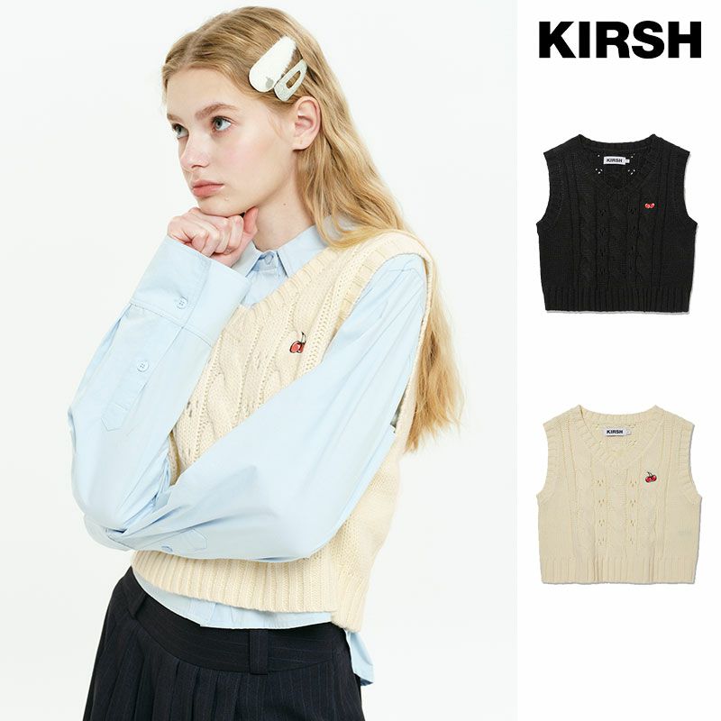 KIRSH SMALL CHERRY CABLE CROP KNIT VEST キルシー