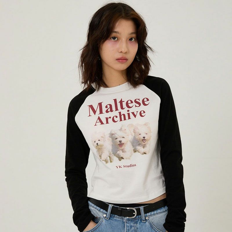 【WAIKEI】マルチーズライングラフィックメッシュジャージロンT マルチーズ GOOREUM メッシュジャージ長袖Tシャツ - WaiKei | 60