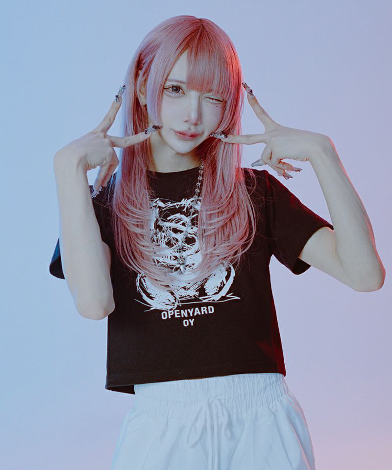 OY オーワイ スケッチオードリークロップ 半袖Tシャツ TEE