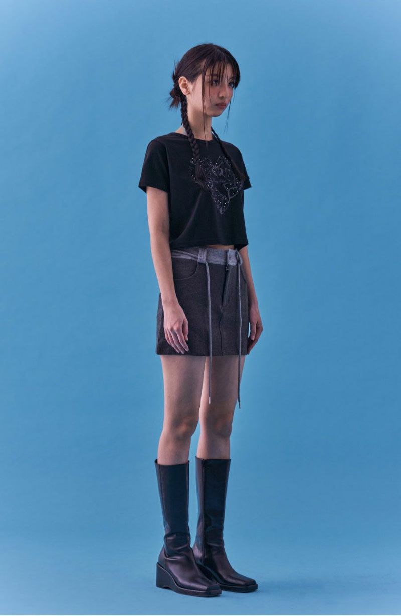 ☆NASTY FANCY CLUB☆ NF Heart Butterfly Crop TeeBLACKF24QB36 NASTY FANCY CLUB HEART BUTTERFLY CROP TEE ナスティー