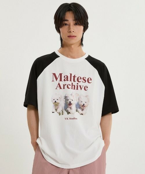 【WAIKEI】マルチーズアーカイブラグランスウェットシャツ 4色 A'GEM/9 × .kom 『WaiKei/ワイケイ』 Maltese archive raglan