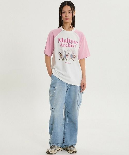【WAIKEI】マルチーズアーカイブラグランスウェットシャツ 4色 A'GEM/9 × .kom 『WaiKei/ワイケイ』 Maltese archive raglan
