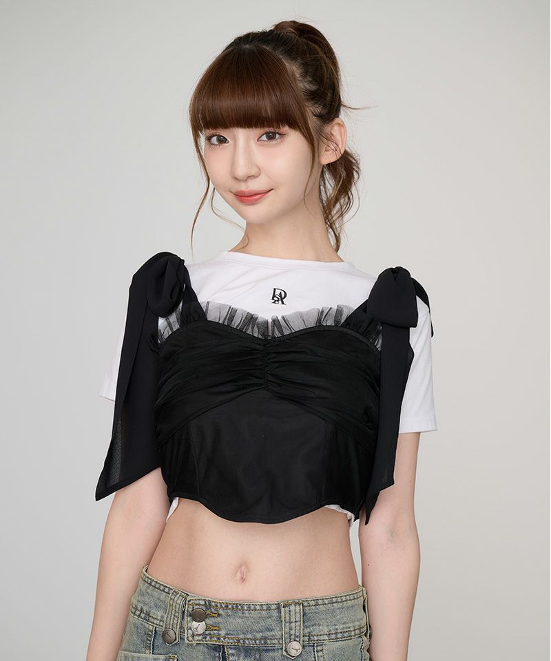 ブラウス シャツ 「DAESE TOKYO/デセトウキョウ」 リボンブラウス レディース KOEISTORE ブラウス レディース 春 夏 春夏 黒 白 シャツ サテン