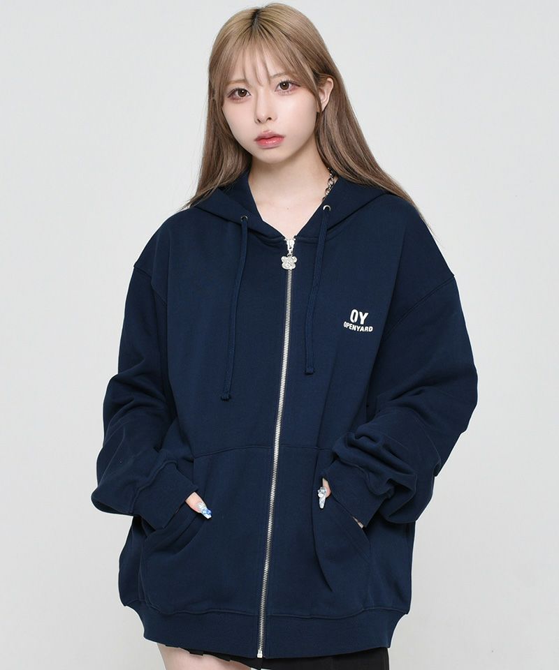 『OY/オーワイ』 /オードリー フーディー ジップアップ　ダークブルー OY/オーワイ』 MOSAIC ODOLLY HOODIE ZIP UP/モザイクオードリー