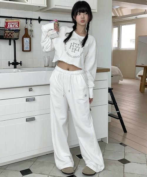 ●muahmuah● Logo Stitch Training Pants 2color _MUP24104_ A'GEM/9 × .kom『muah muah/ムーアムーア』LOGO POINT TRAINING