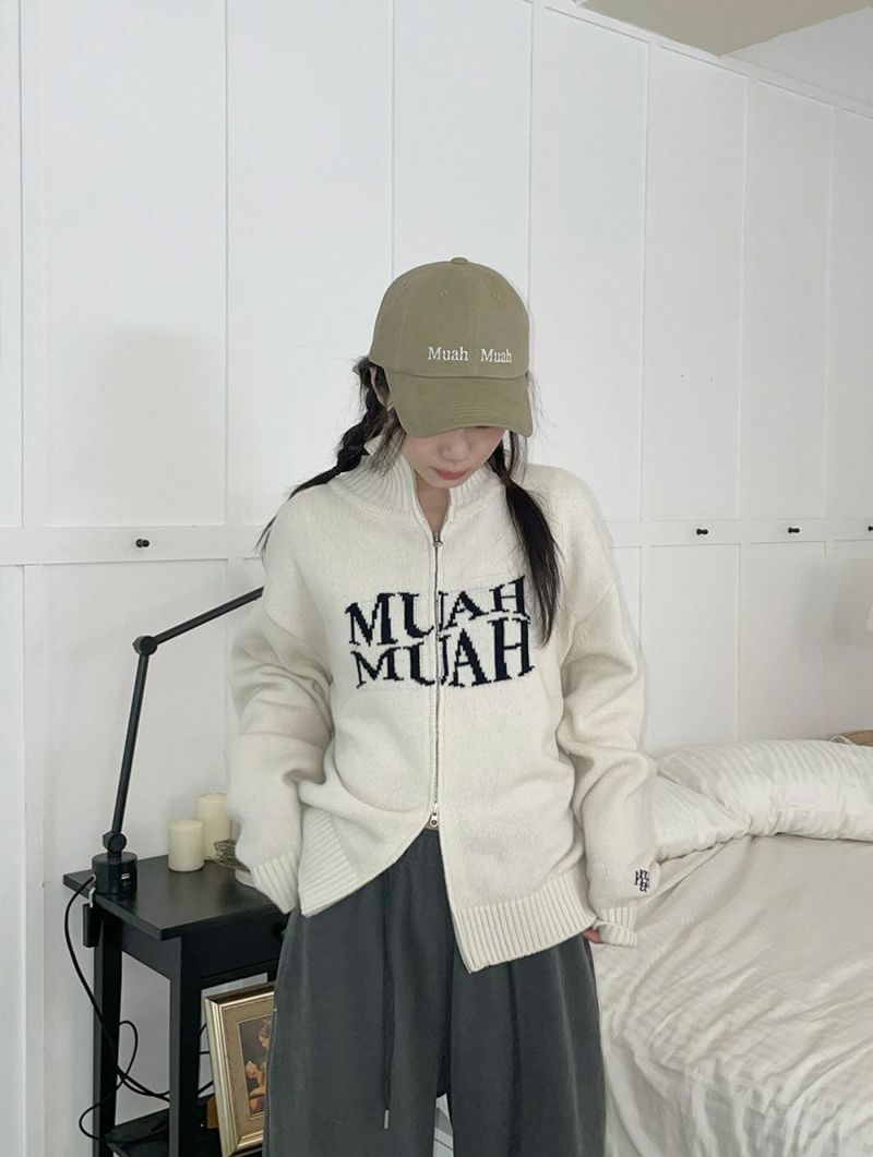 muahmuah ムーアムーア LAMBSWOOL JACQUARD KNIT ZIPUP