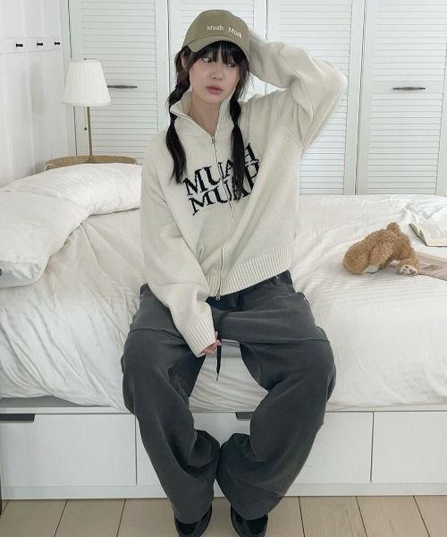 muahmuah ムーアムーア LAMBSWOOL JACQUARD KNIT ZIPUP