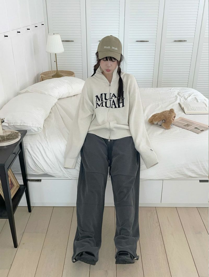 muahmuah ムーアムーア LAMBSWOOL JACQUARD KNIT ZIPUP
