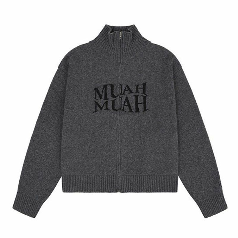 [muahmuah]LAMBSWOOL JACQUARD KNIT ジップアップ★新作・24AW★ muahmuah ムーアムーア LAMBSWOOL JACQUARD KNIT ZIPUP