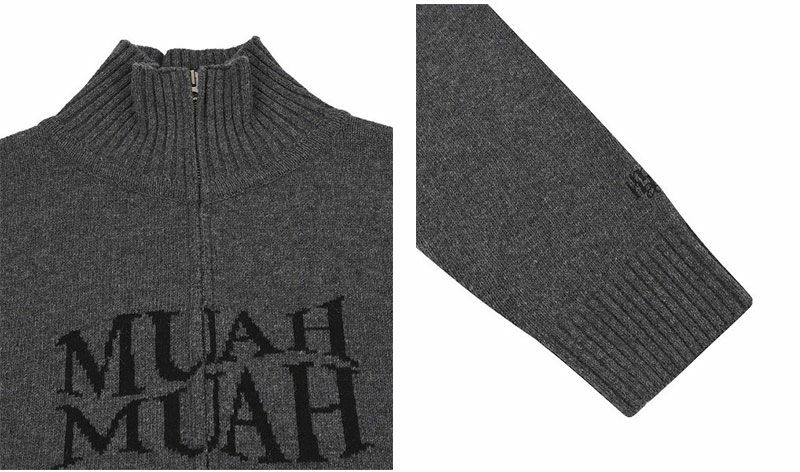 muahmuah ムーアムーア LAMBSWOOL JACQUARD KNIT ZIPUP