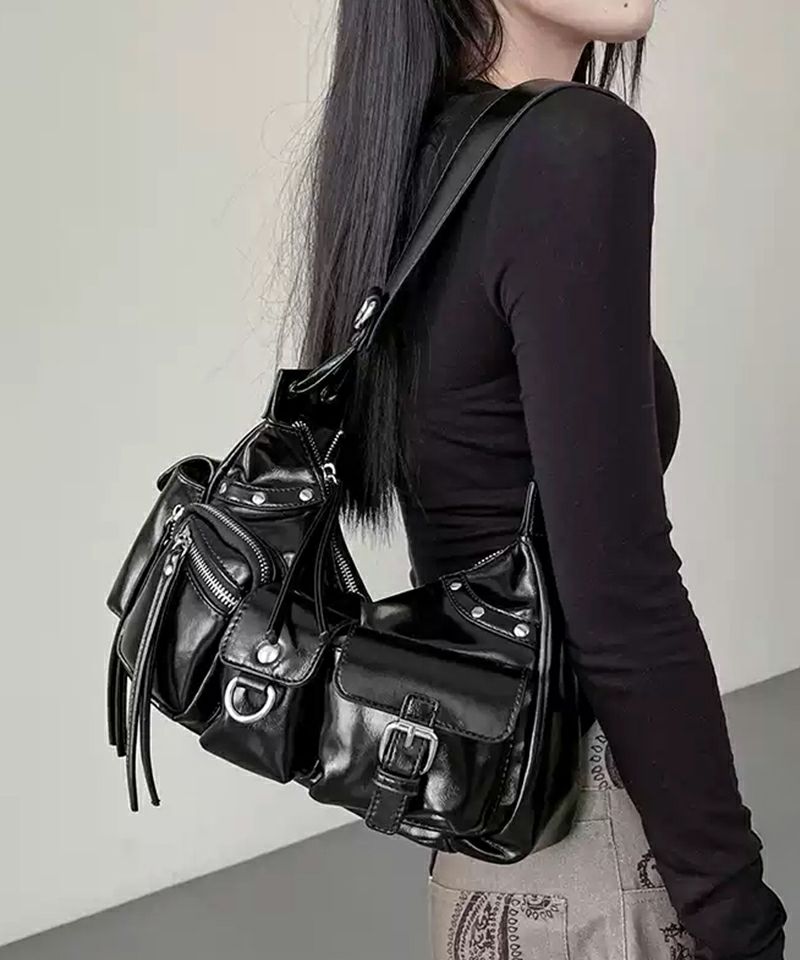 【Aelfric Eden】ベーシックマルチポケットフェイクレザーバッグ Basic Multi Pocket Bag – Aelfric eden